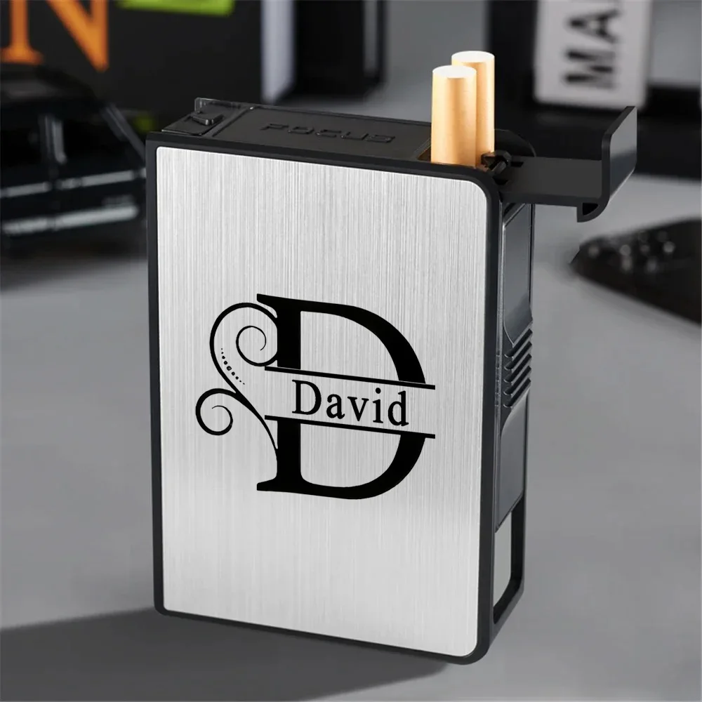 

Персонализированный портсигар с индивидуальным именем, портативный автоматический держатель для 20 сигарет, водонепроницаемая металлическая коробка, настраиваемое имя с гравировкой