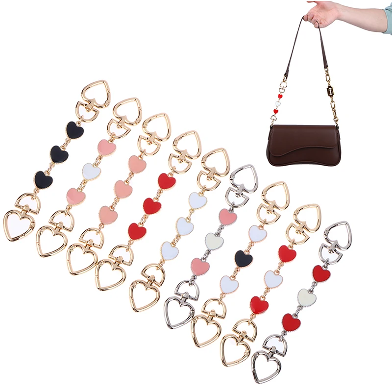 Cadena de extensión de bolso, correa de cadena en forma de corazón, hebilla colgante para bolso, accesorios para bolso de hombro, 1 unidad