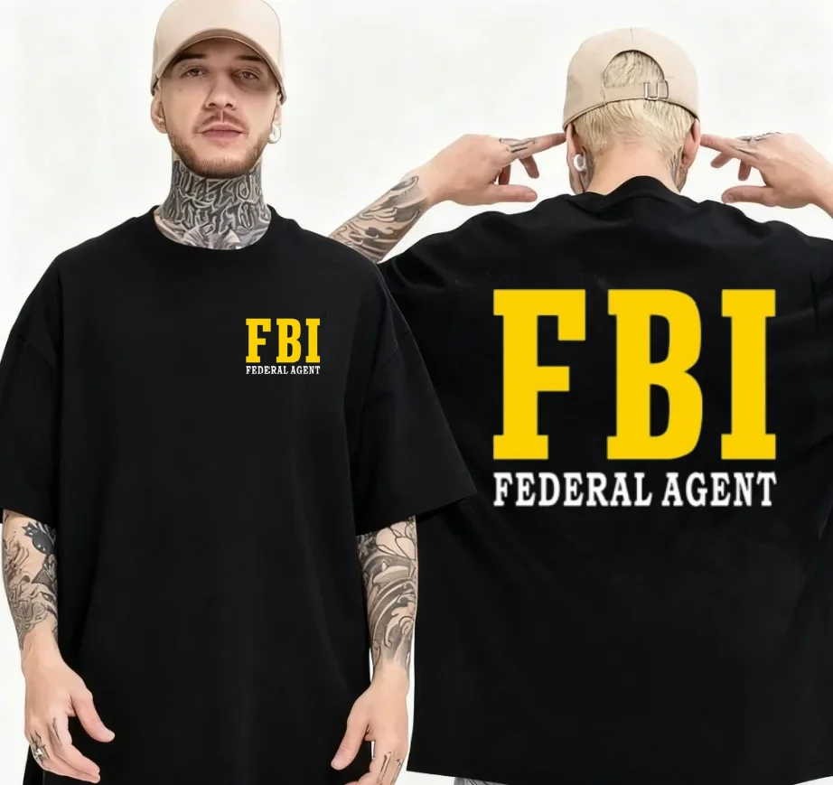 Camiseta Masculina de Algodão Puro FBI Investigates, Camiseta para Agentes Especiais do FBI, Serviço Secreto, Polícia, Funcionários da CIA