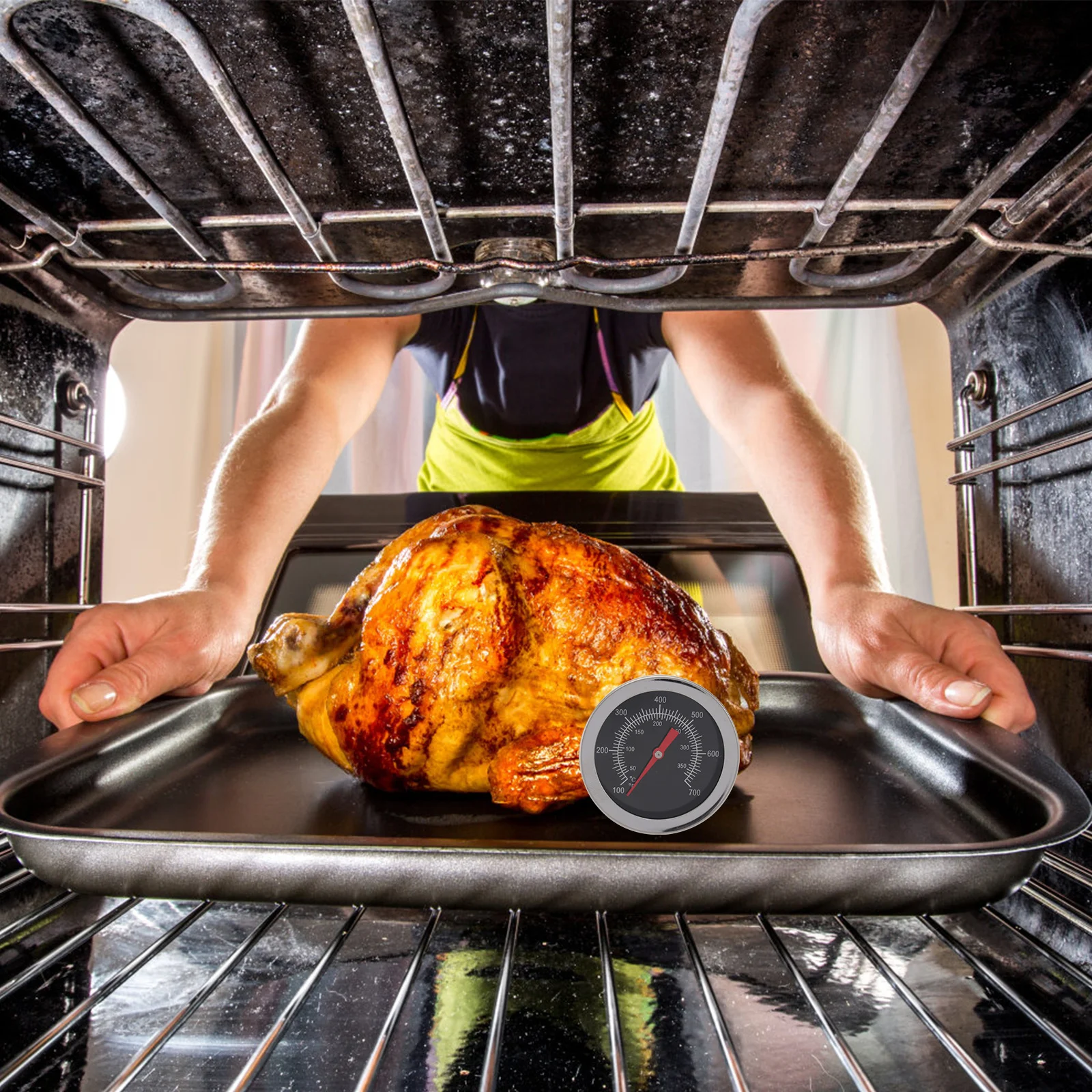 

1Pcs Baking Oven Thermometer Stainless Steel High Precision Bbq Oven Temperature Gauge Clear Scale Cooking Tool