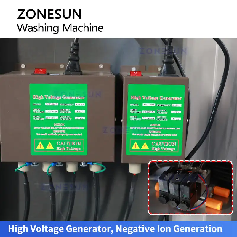 ZONESUN ZS-NIC3 Máquina de limpieza de botellas de enjuague de aire de 12 cabezales Lavadora de botellas de iones negativos