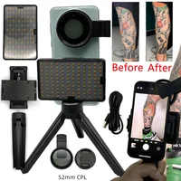 Luz de relleno para tatuajes, 120 LED, Reduce la luz reflectante con filtro de lente CPL de 52mm, luz para fotografía de tatuajes, Compatible con cualquier teléfono