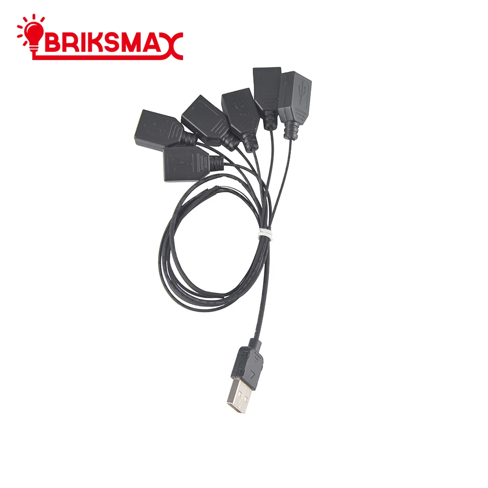 BRIKSMAX Light Accessories Black One to Seven USB Port Usb Hub for Building Block Led Light Kit 10220 42083 10260 10255