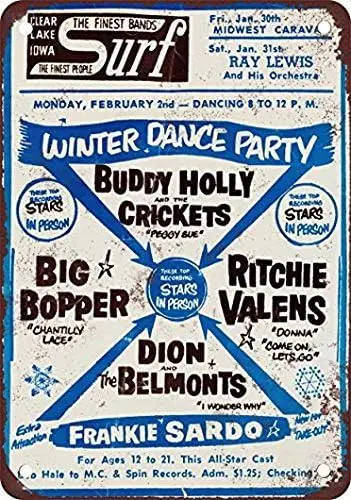 Buddy Holly Final Concert Poster Vintage Look Reproduction Metal Tin Sign es-aluminum