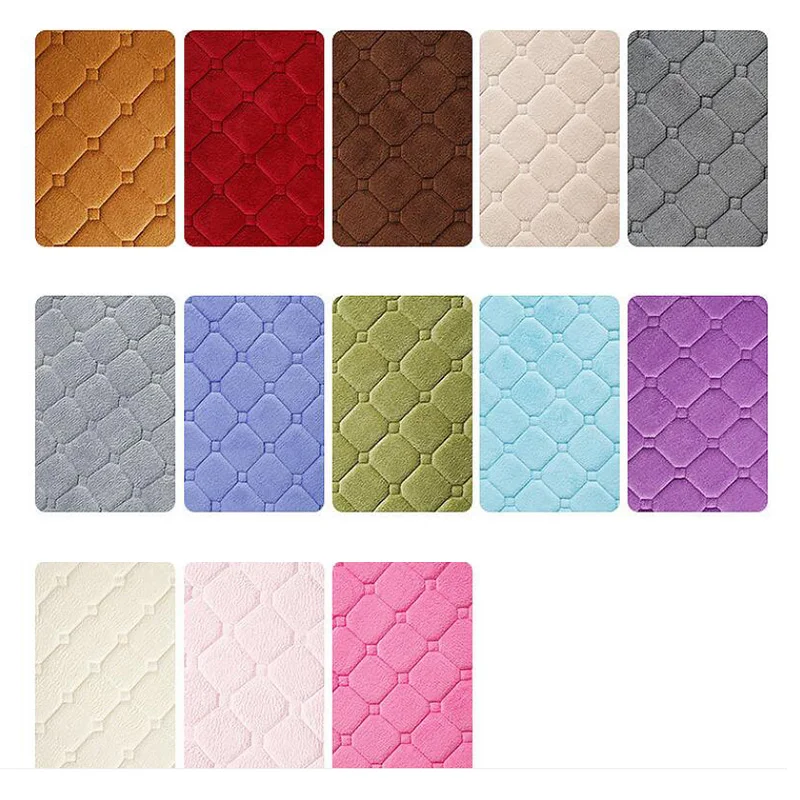 Solid Color Coral Velvet Plaid Round Soft Fluffy Carpet for Living Room Non-Slip Absorbent Children Carpet Bath Mat