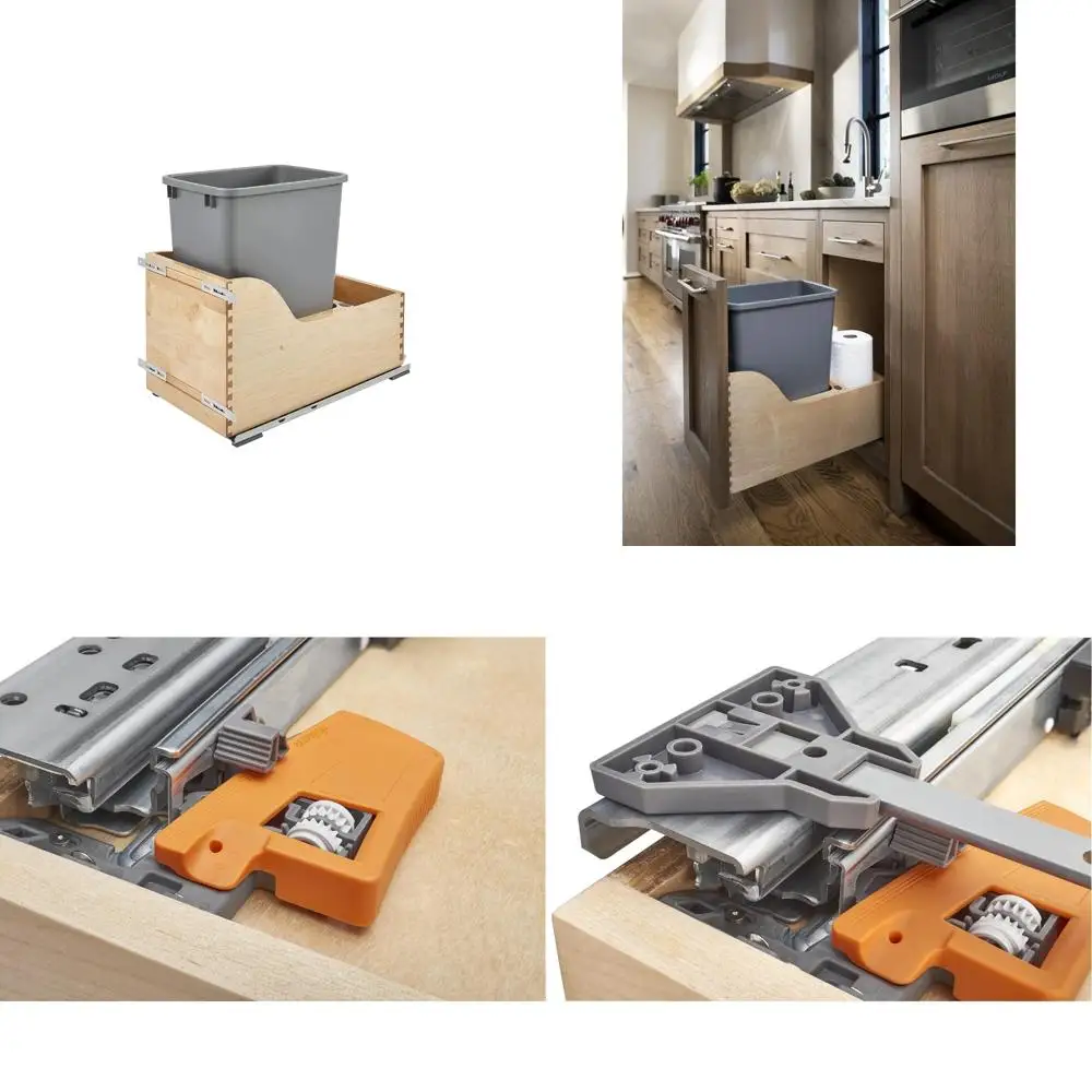 

Выдвижной контейнер для мусора кухонного шкафа — одинарный контейнер на 35 литров с 12-дюймовой деревянной рамой — большой домашний контейнер для мусора