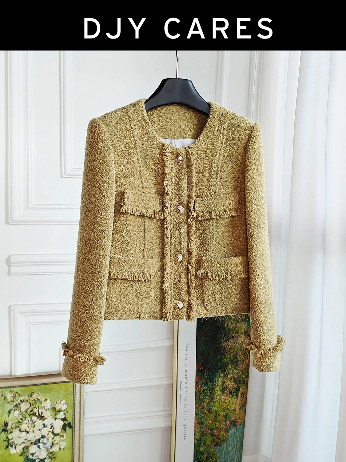 

Новое модное зелено-коричневое грубое шерстяное пальто, изысканный топ большого размера.