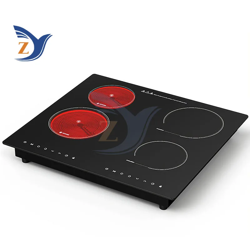 Индукционная плита с несколькими головками, четырехголовая встраиваемая коммерческая керамическая мощная электрическая нагревательная печь, кастрюля, оборудование 5900 Вт