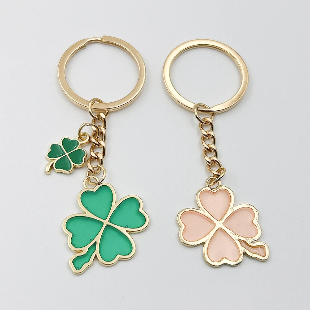 New Fashion Clover Oil Enamel Charms KeyChain Key Chain Car Keyring Women Child Gift Jewelry