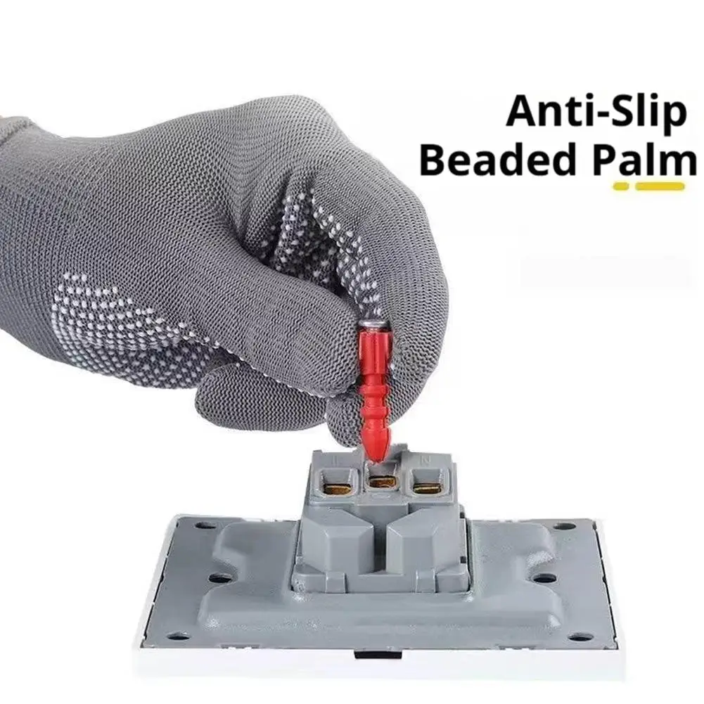 10 Paar rutschfeste Arbeitshandschuhe aus Nylon, atmungsaktiv, mit PVC-Punkten auf der Handfläche, Sicherheitsschutzhandschuhe für die Gartenarbeit, Lagerreinigung – Detail 12