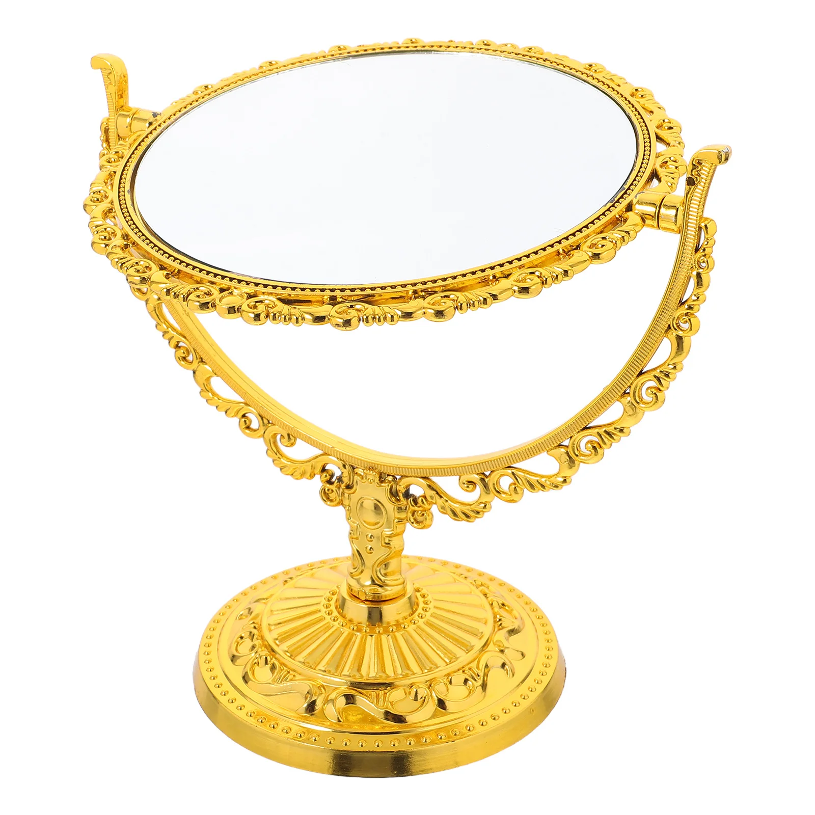 

Double-Sided Rotating Round Mirror European Vintage Makeup Vanity Desk Mirror Desktop Tabletop Accessory Mirrors for Desk