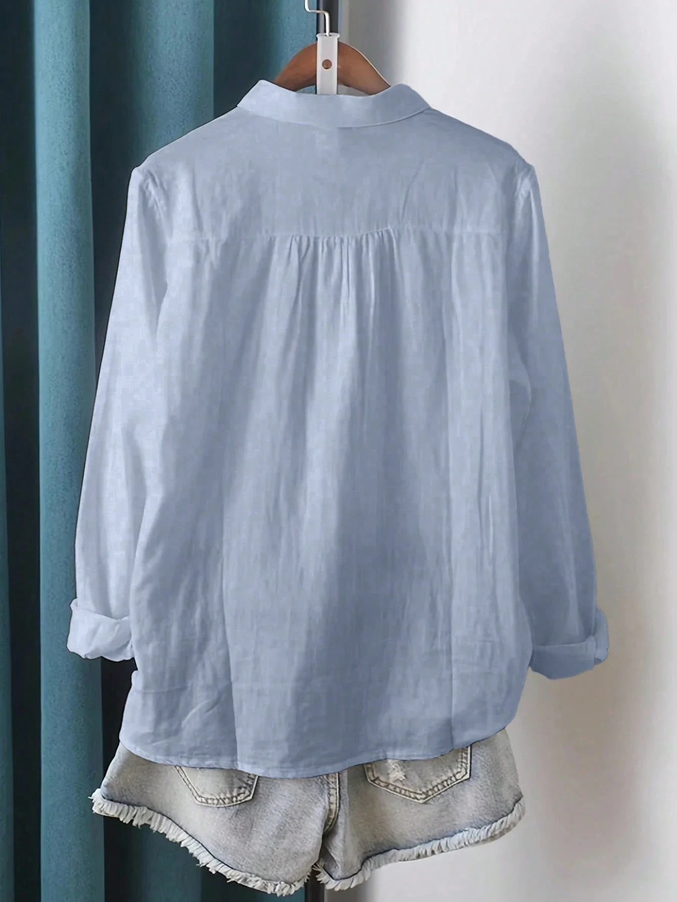 

Женская рубашка с длинным рукавом на пуговицах, свободного кроя, с классическим воротником, для повседневной носки