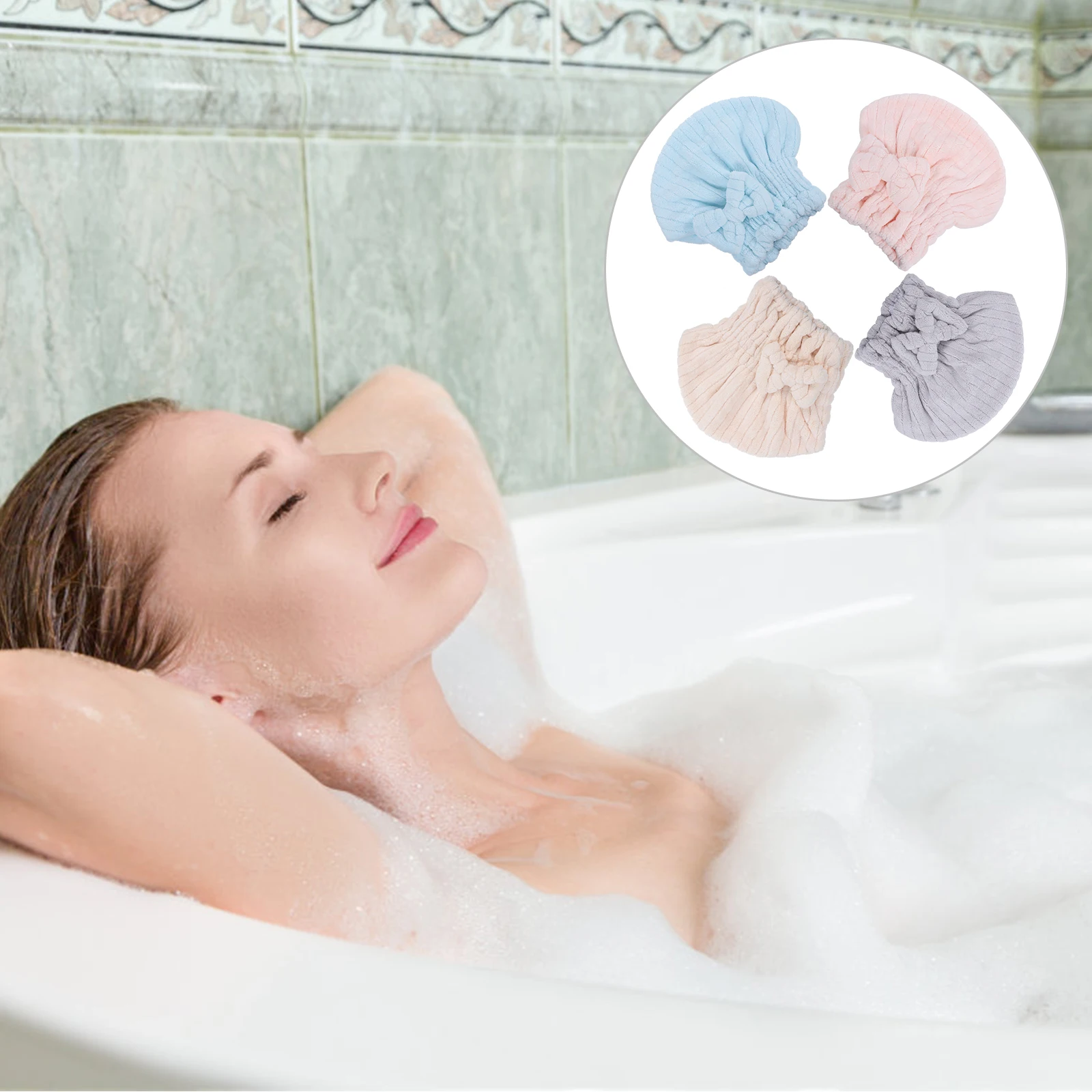 

4pcs Coral Fleece Dry Hair Hat Fast Drying Cap Towel Shower Cartoon Wraps Thickened Soft Water Absorption Hair Care Moisture