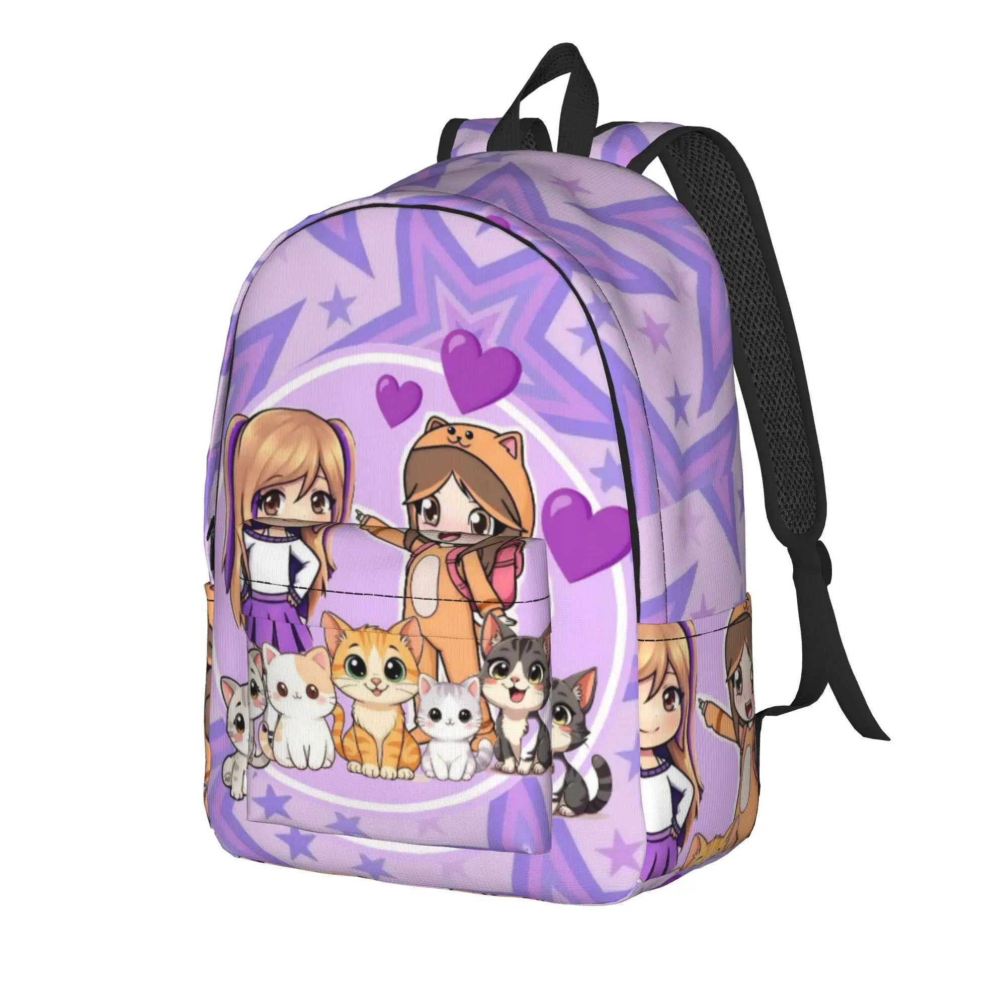 Lyna Vallejos Gamer Backpack for Men Women Teenage Student Business Daypack Cute Cat Star Laptop Shoulder Bag Durable
