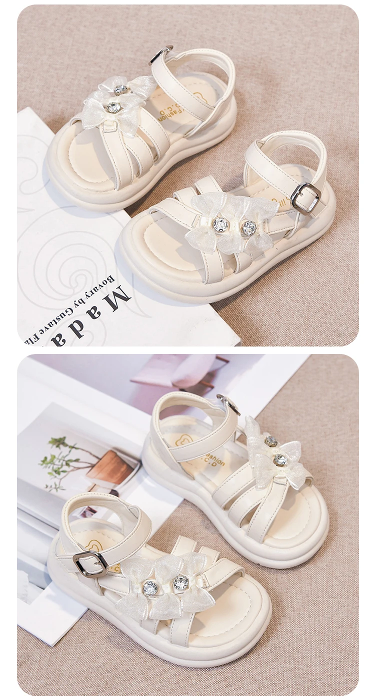 Mädchen Prinzessinnen-Sandalen mit Niedlicher Schleife 2026 Neue Sommer Kinder Schule Party Hochzeit Schuhe Rutschfest Trendy Schick Täglicher Gebrauch – Detail 5