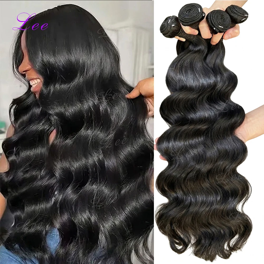 Extensions de Cheveux Humains Vierge Brésiliens Ondulés 30-40 Pouces, Grade 16A, Non Traités, Noir Naturel