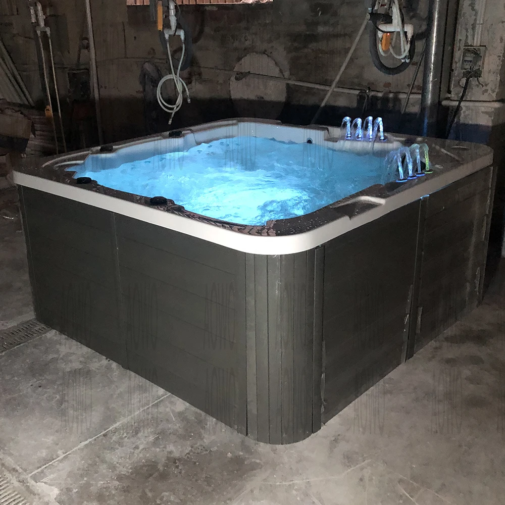 Waterfall Hydro Water Air Jets 5 Persons Hot Tub With Lights Pool Spa Tubs Sauna Room Whirlpool Tub Yacuzzier Outdoor Jakuzi