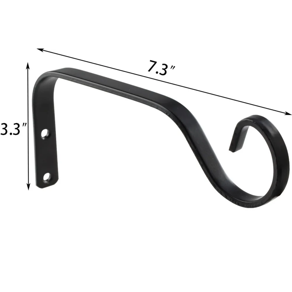 

Практичный полезный крючок для цветочных горшков, 1/2 шт., 185*84 мм, корзина, черные кронштейны, Декоративная вешалка, подвесной крючок, Металлический Уличный настенный крючок для растений