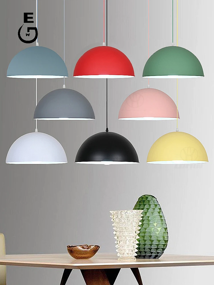 

GEW Nordic Semi-Circle Pendant Light Modern Aluminum Hanging Lamp for Dining Room, Living Room, or Cafe, Artistic E27 lamp