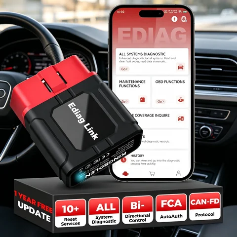 2026 NEW ARRIVAL KINGBOLEN Ediag Link OBD2 Car Scanner All System Scan Tool with 10 Reset Function,CAN-FD/FCA, 1 Year Update