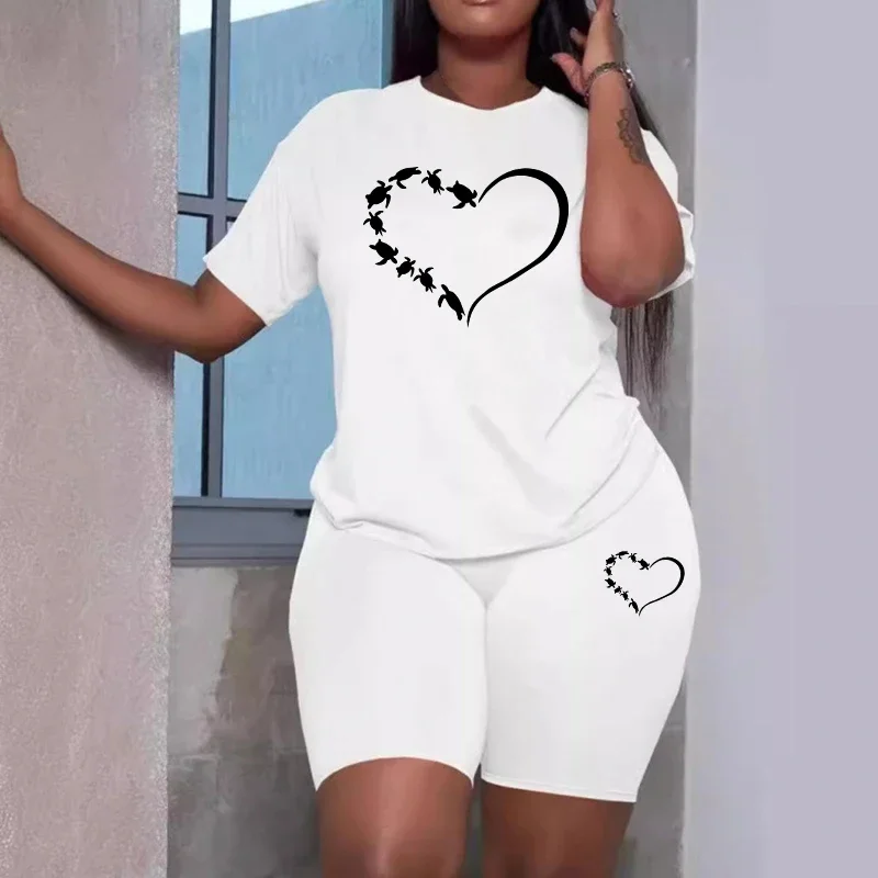 

Летний женский спортивный костюм с принтом, повседневные шорты, комплект из 2 предметов, для активного отдыха, бега, женская одежда, горячая распродажа, модные комплекты с футболкой