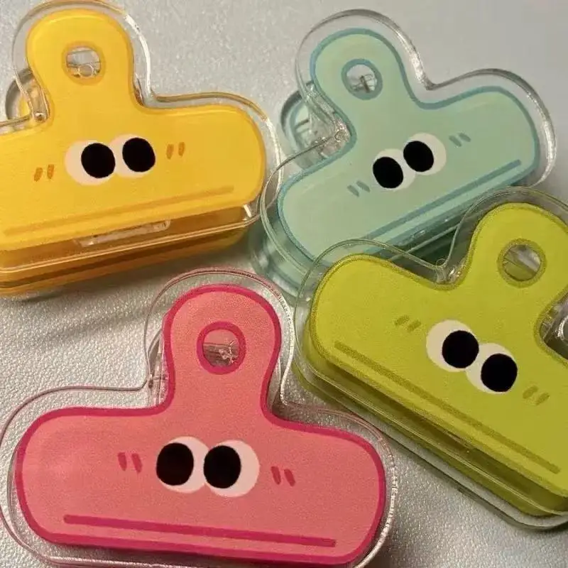 Clips en acrylique multicolores à motif de dessin animé mignon, pinces de reliure à motif d'œil pour marque-pages de documents, scellage de collations, cadeau pour enfants, bureau, école