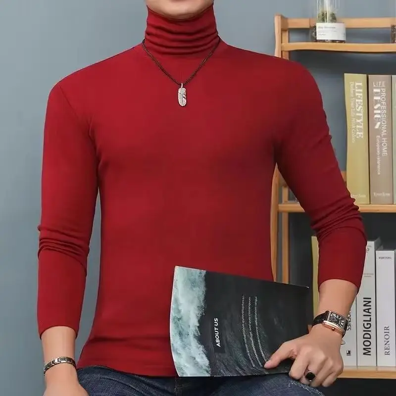 2025 Thermal Underwear Men Winter Clothes Thermal Shirt Autumn Men's Winter Tights High Neck Thin Slim Fit Long Sleeve T-shirt