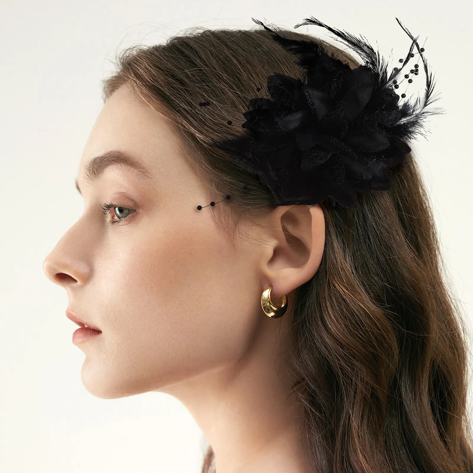 4Pcs Black Rose Flower Hair Clips Elegant Lightweight Stainless Steel Hair Accessories for Women Teen Wedding Party