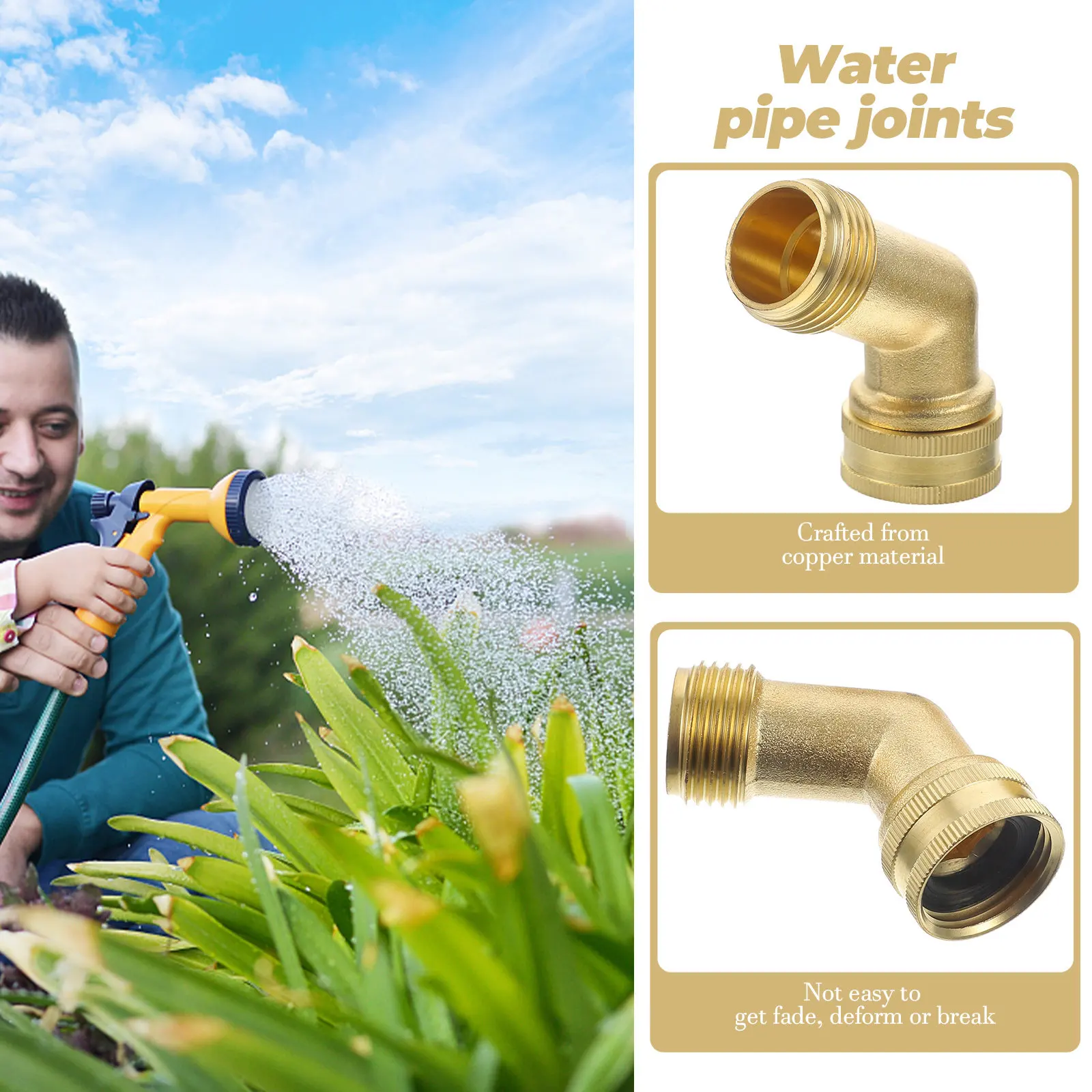 3pcs Ball Valve All Copper Elbow Garden Hose Connector Fitting Adapter Water Pipe Joints Gardening Tubing Plumbing
