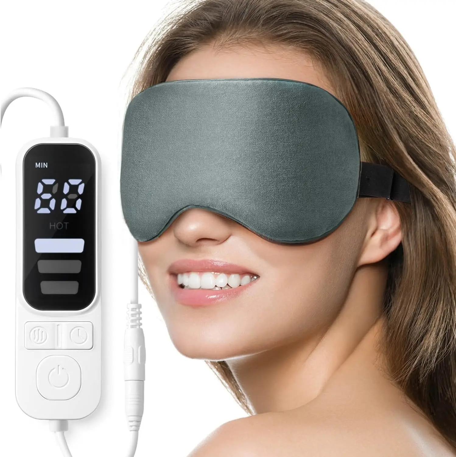 

USB Heated Eye Mask for Dry Eyes, Sinus, Migraine - 3 Temp & Timer