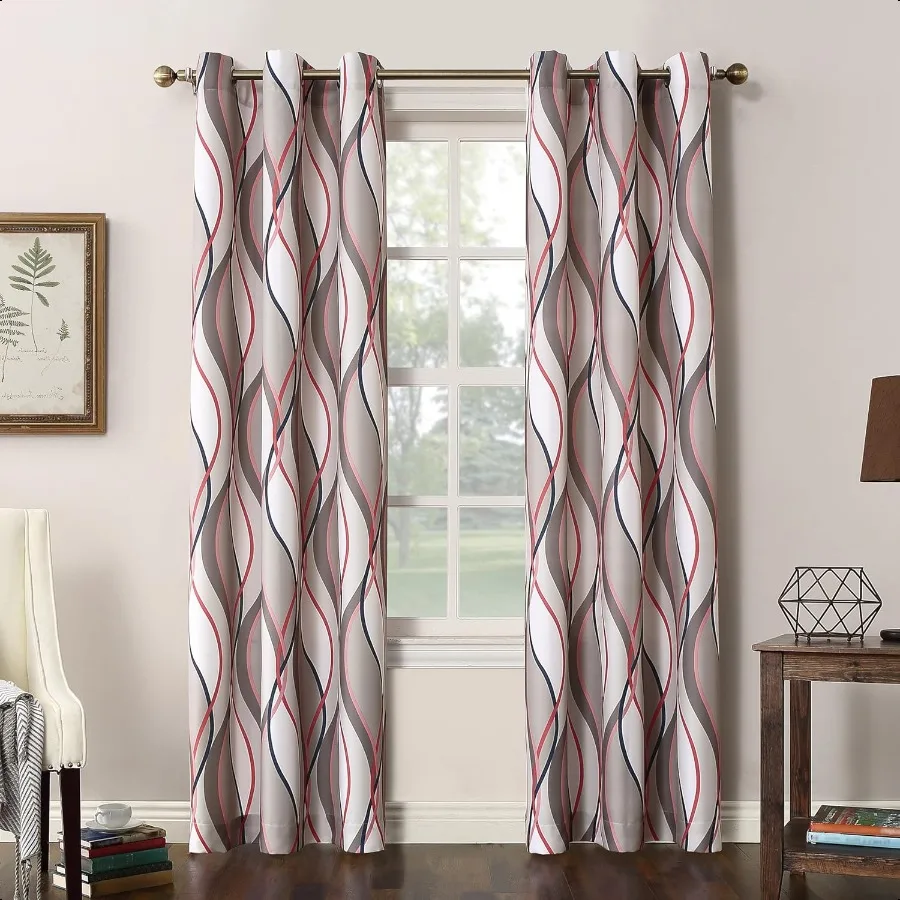 

Intersect 2Pack Ogee Print SemiSheer Grommet Curtain Panel Pair