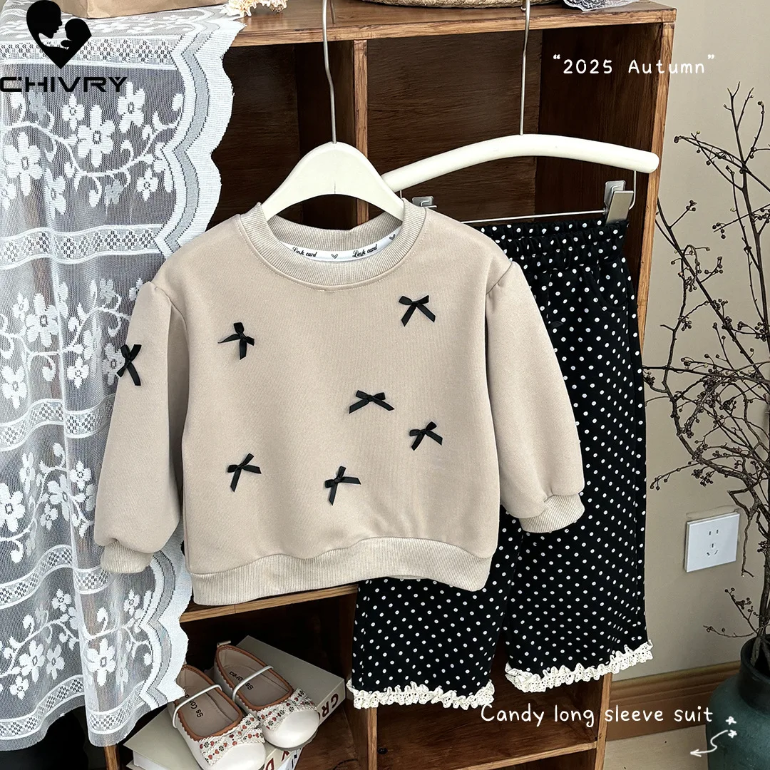 

New 2025 Girls Fashion Cute Cartoon Rabbit Embroidery Sweatshirt with Pants Toddler Baby Autumn Winter Warm Casual Clothing Sets