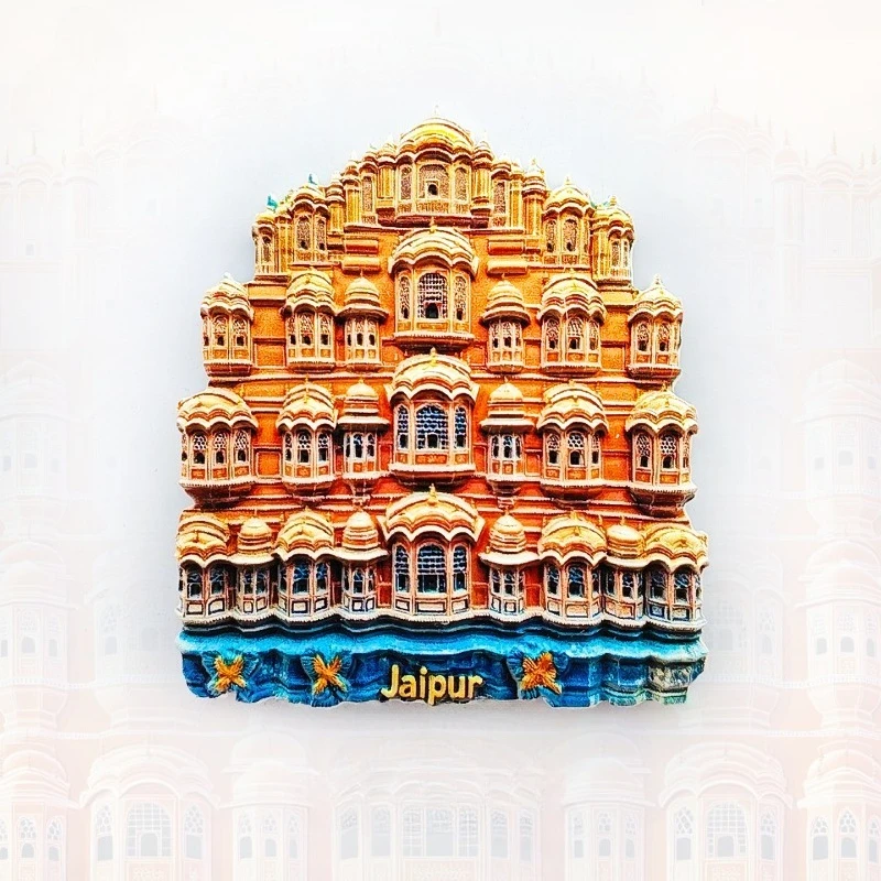 Imán para nevera Jaipur Hawa Mahal, recuerdo de ciudad rosa 3D, decoración del palacio de los vientos, regalo Cultural único de la India