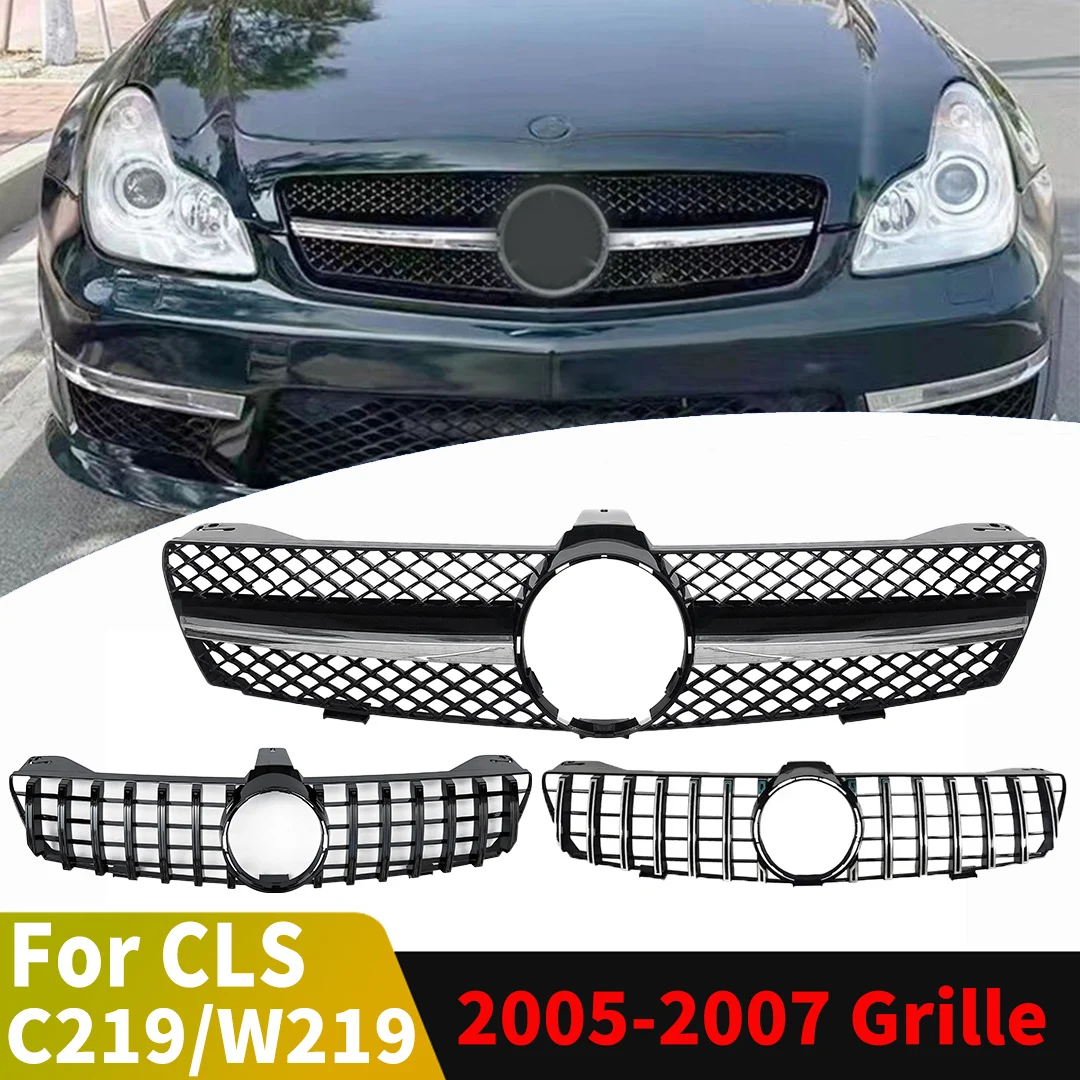 Sport Front Bumper Grille For Mercedes Benz CLS C219 W219 2005 2006 2007 like CLS350 CLS500 Tuning Accessories Inlet Mesh Grill