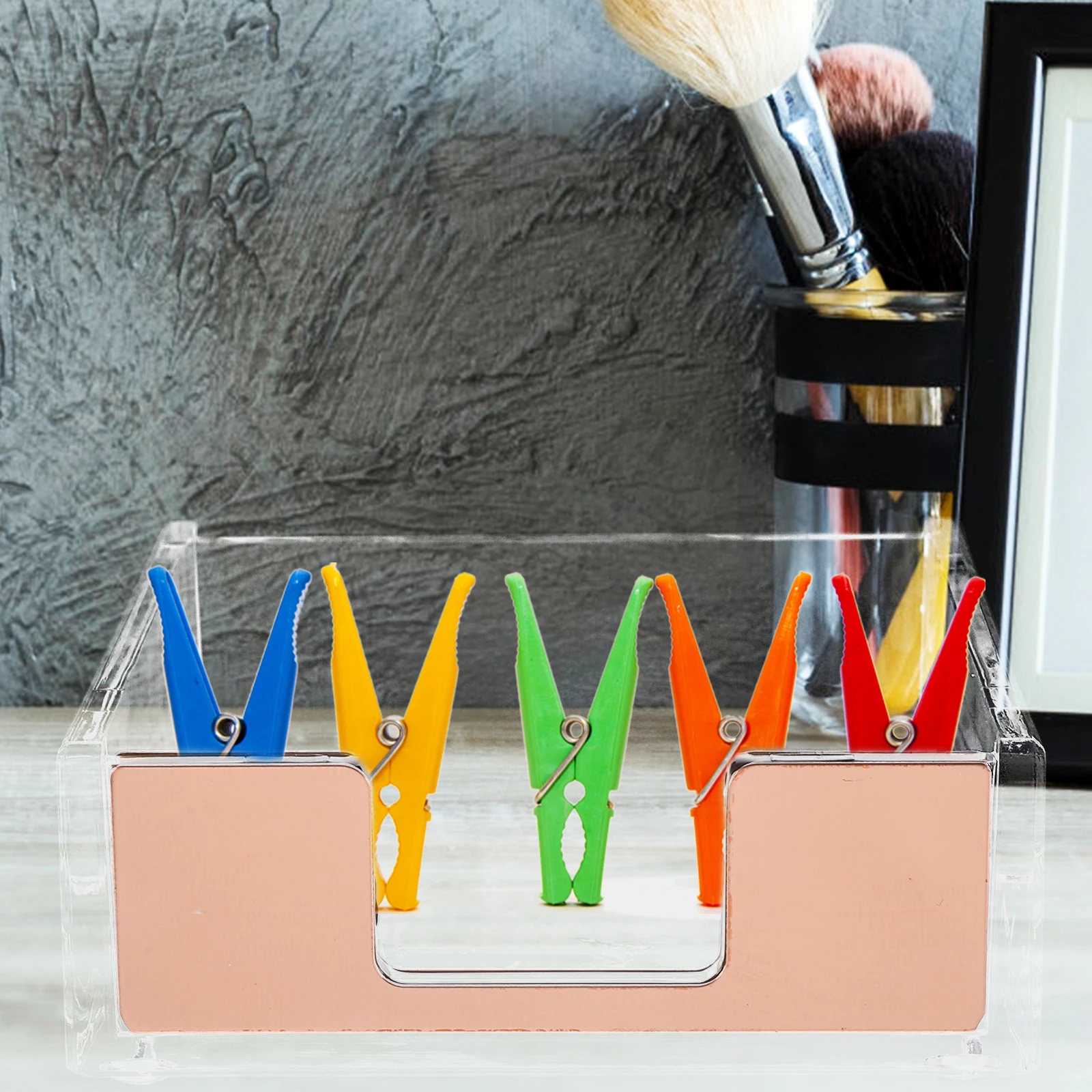 

Transparent Acrylic Memo Pad Holder Note Box Storage ganizer for Paper Clips Pins Cards Desk Accessories Gold Desktop