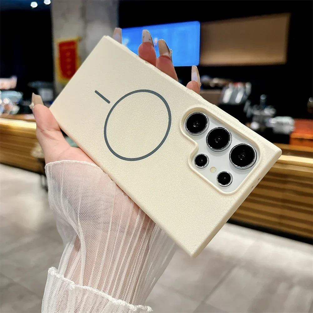 حافظة فاخرة من الجلد Magsafe لهاتف سامسونج S25 24 23 Ultra A55 A54 A35 A06 A16 A25 غطاء صلب للشحن اللاسلكي المغناطيسي #5