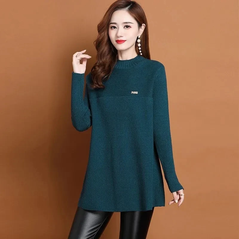 Dames Warme Trui Trui Shirt Voor De Lente Herfst 2023 Nieuwe Casual O-hals Patchwork Breien Koreaanse Slanke Onderkant Top Oversized