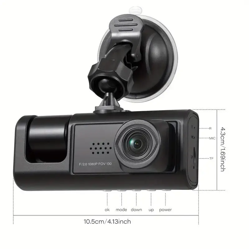 Dash Cam, 3 Channel Dash Cam, 1080P Front and Inside, Triple with wifi, HDR, 24Hr  parking,Loop Recording