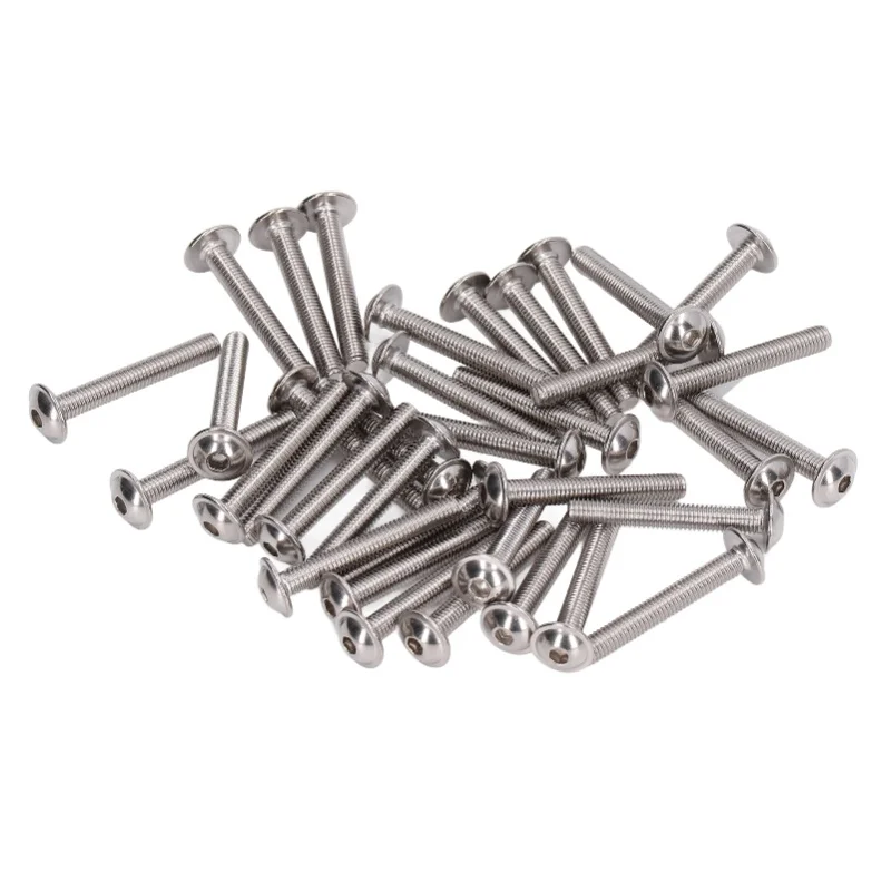 50Pcs Flanged Button Head Screws A2-70 Stainless Steel Buttons Heads Socket Caps Bolts KitM5x35mm