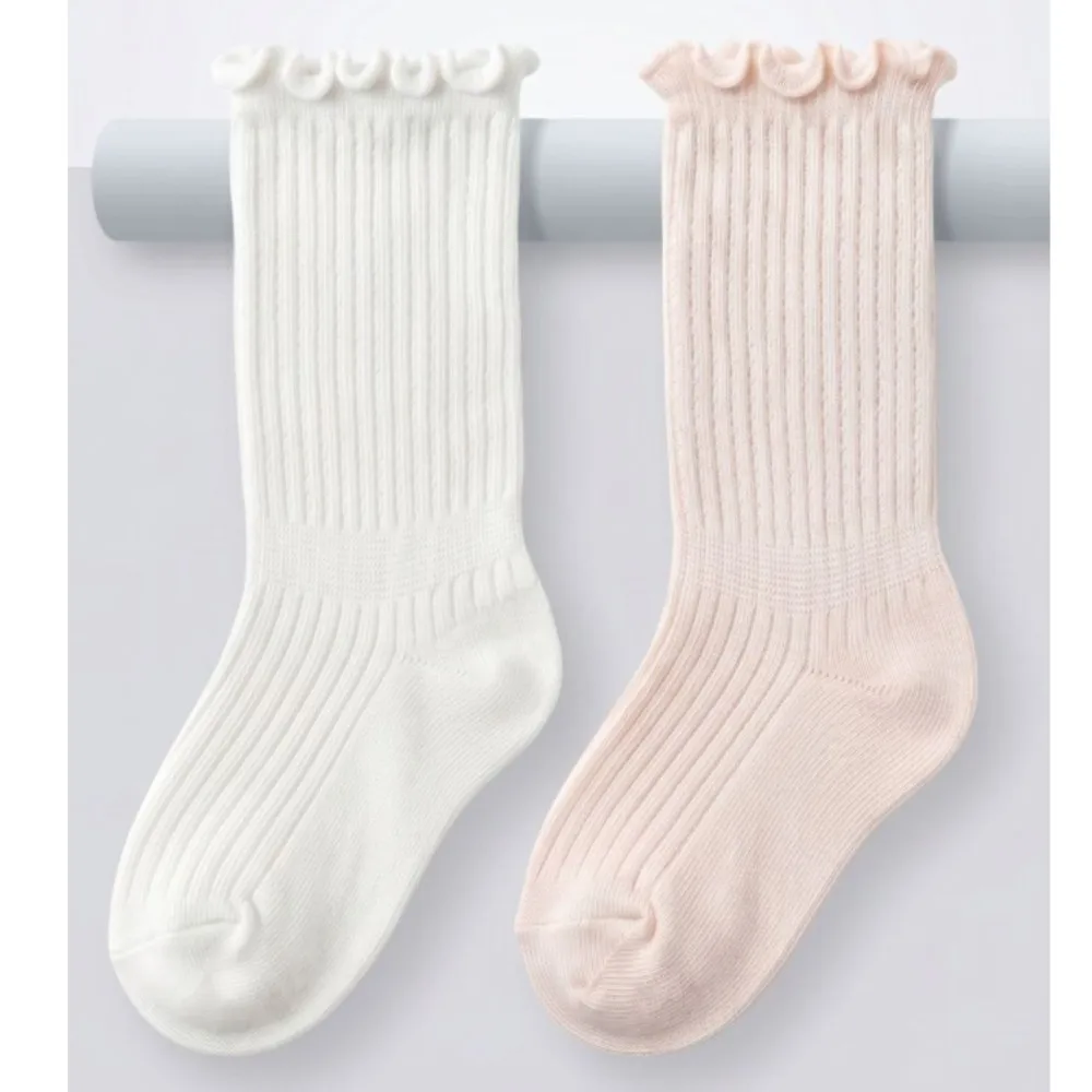 New born socks summer ultra-thin mesh bebe fille long sockken black fungus edge mid-calf sock girls' calcetines baby socks