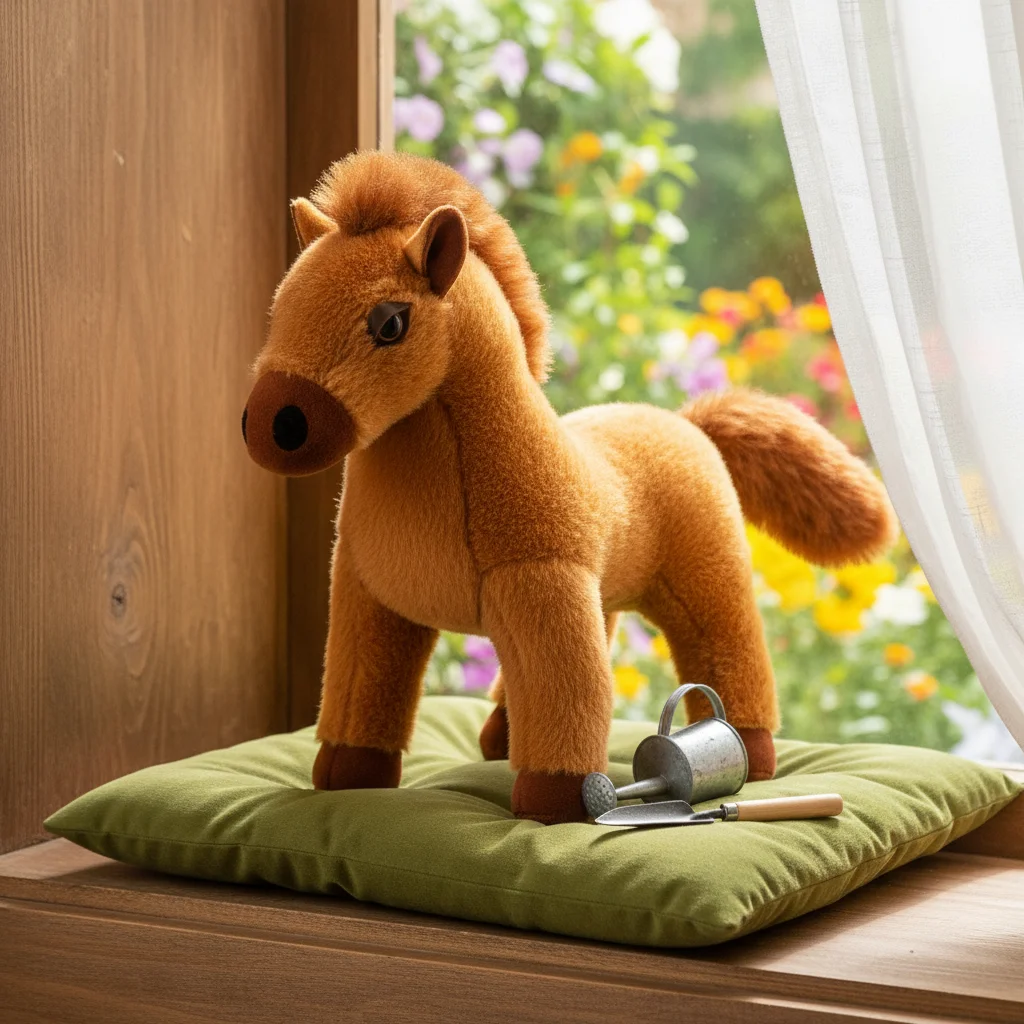 

Simulation Standing Foal Long Mane Fluffy Tail Pony Stuffed Lovely Cartoon Horse Stuffed Children