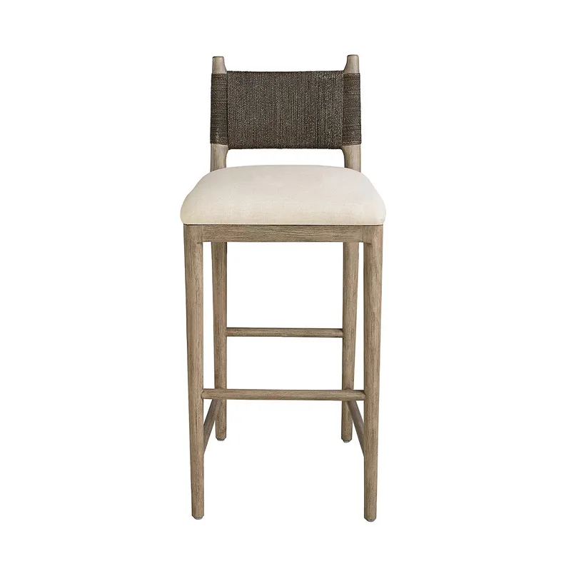 

Nordic solid wood rope soft bag bar chair, home kitchen bar chair, modern simple cafe bar stool