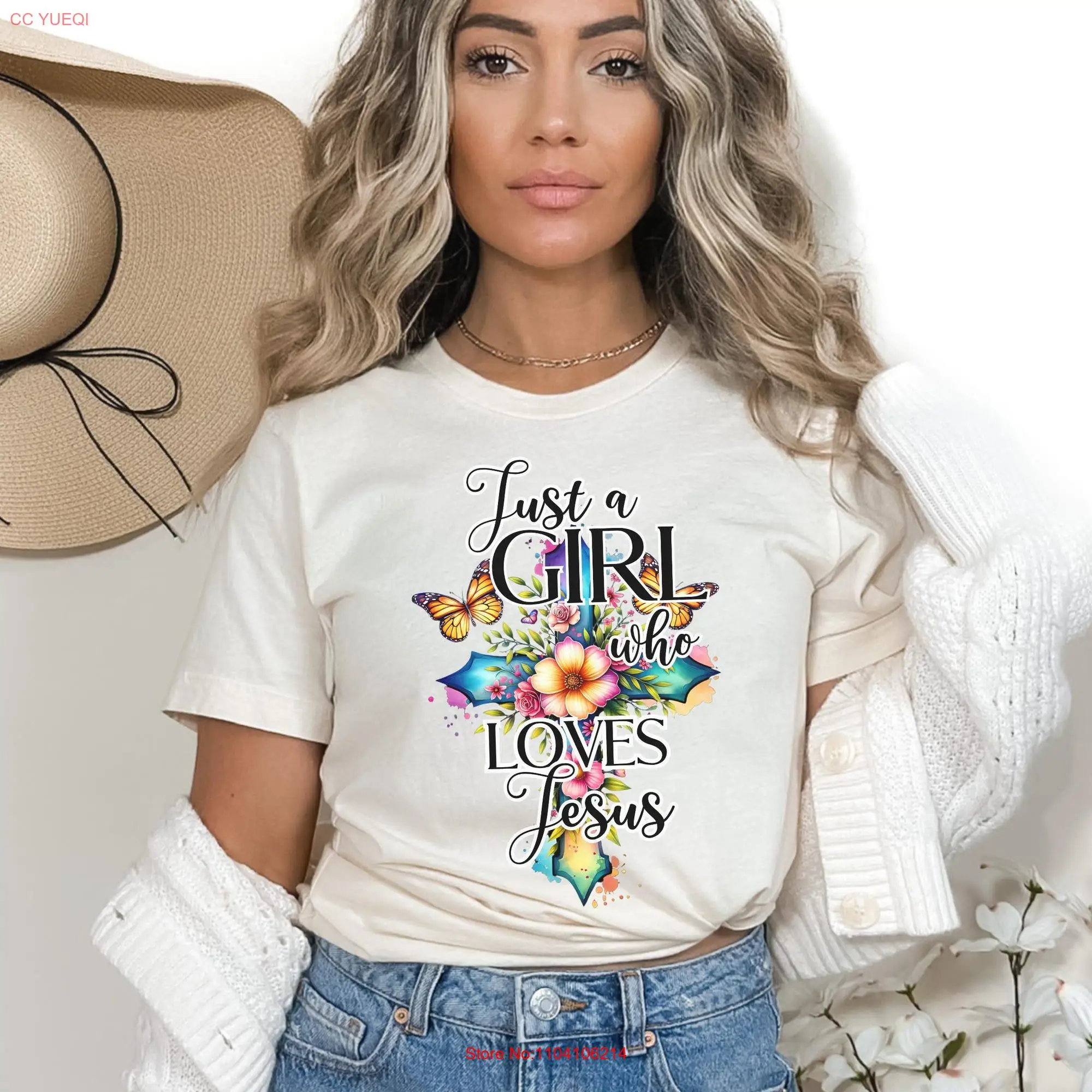 Christian T Shirt for Women Mom Loves Jesus Bible Faith based apparel Christianity Religious Faithful Prayer Girl