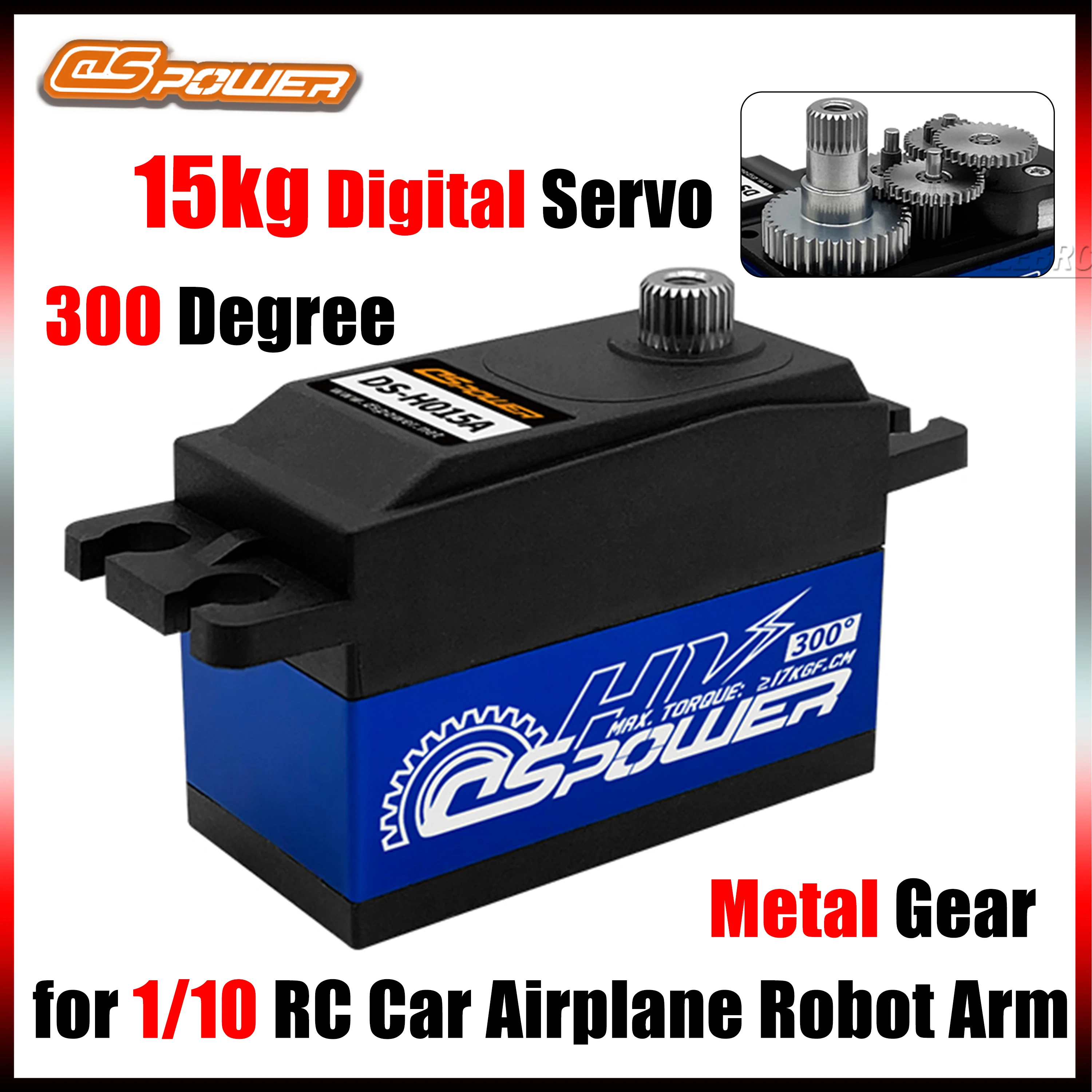 

DSpower 15 кг, металлический мотор-редуктор с большим крутящим моментом, полуалюминиевая рама 300 ° Цифровой сервопривод для радиоуправляемых автомобилей 1:10, аксессуары для роботов-манипуляторов