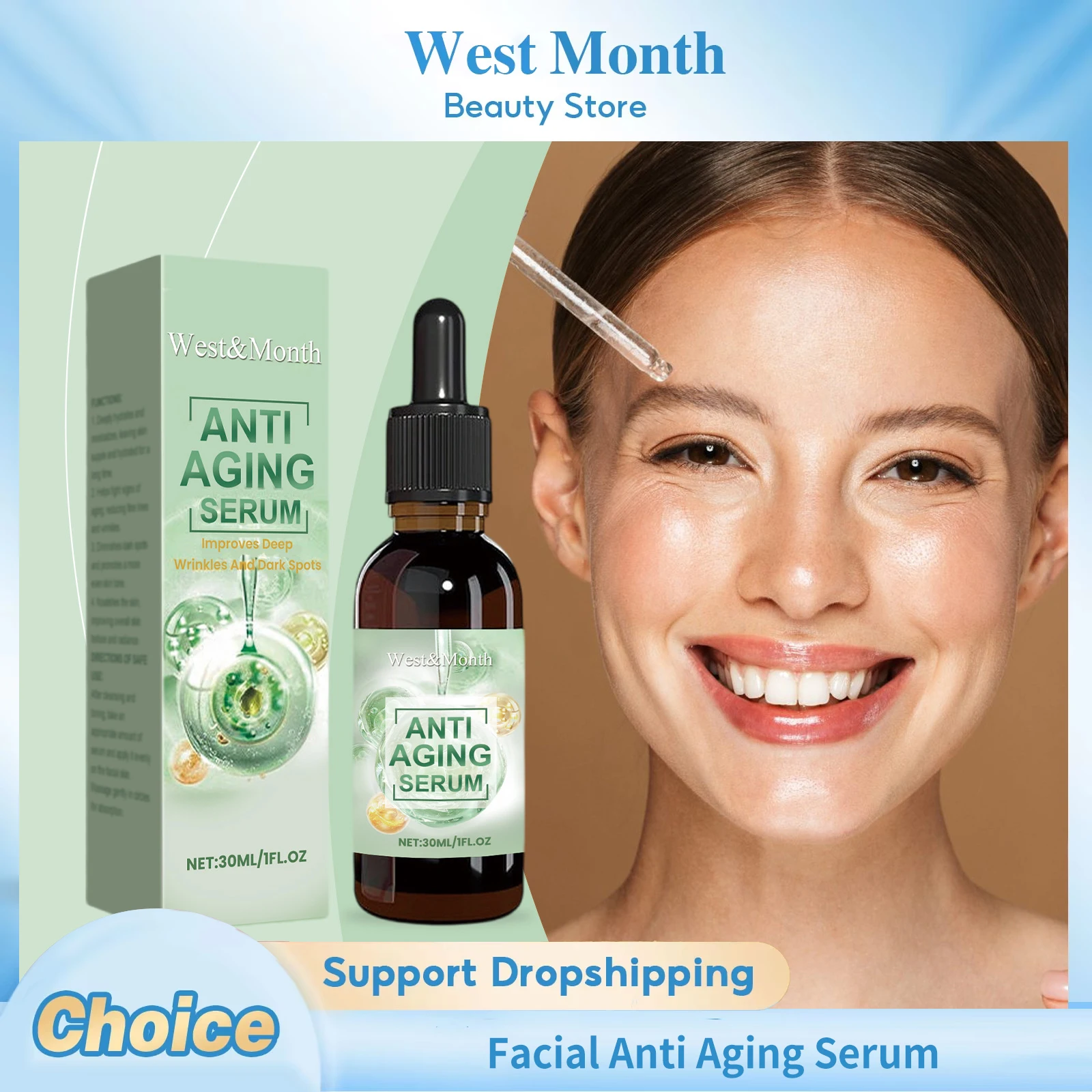 

Facial Anti Aging Serum Reduce Wrinkles Fade Fine Lines Deep Moisturizing Brighten Skin Tone Smooth Tighten Lifting Face Serum