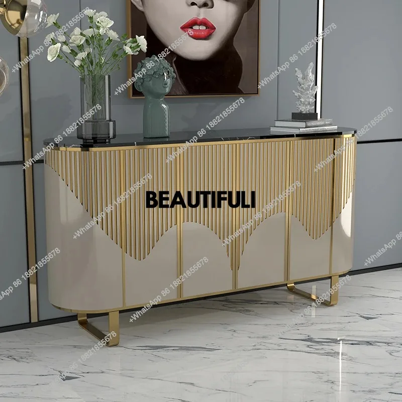 

RR Dining side cabinet, modern simple marble countertop, entrance entrance, living room, tea cabinet for storage