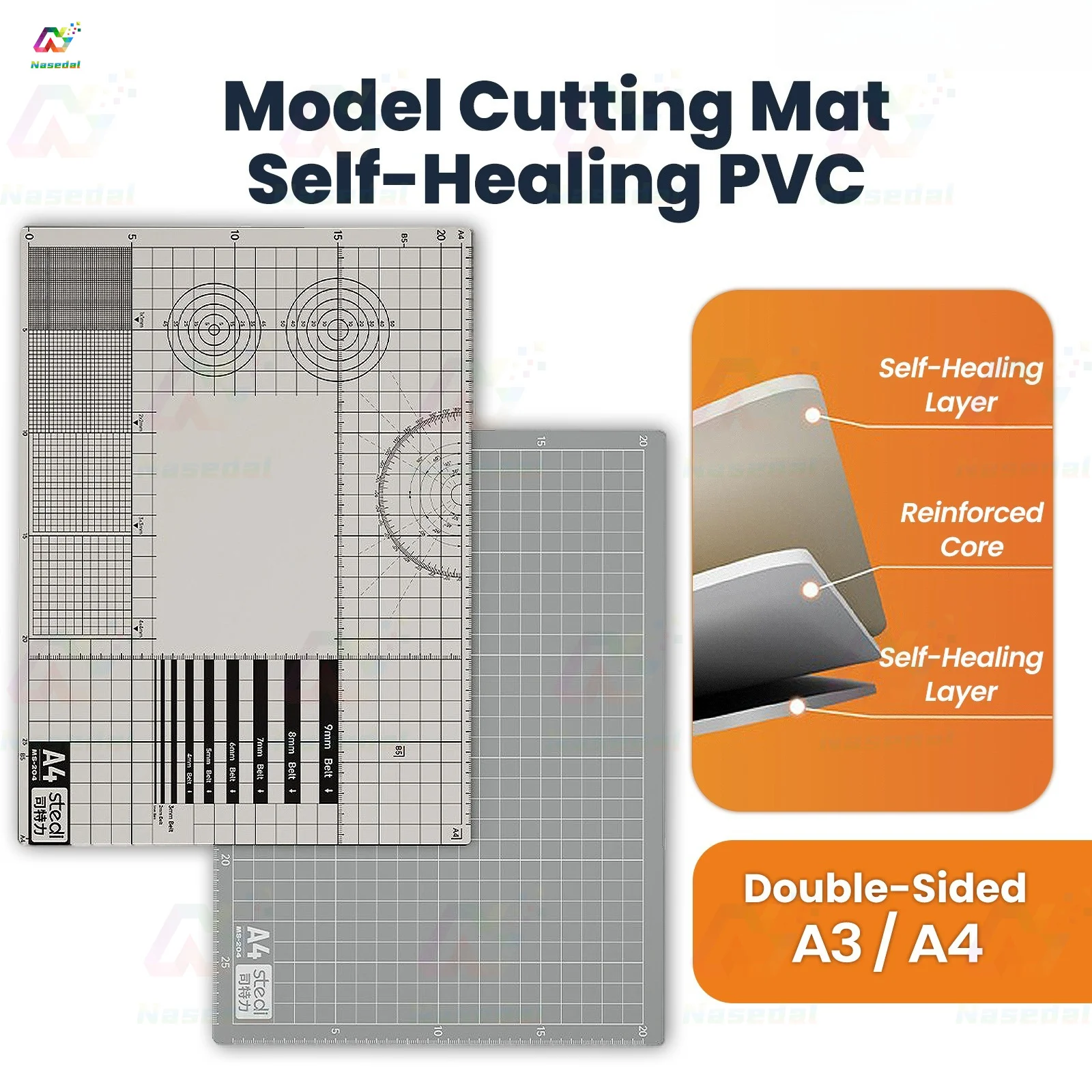 Stedi Double Sided Self‑Healing PVC Cutting Mat Grid Board for Gundam Scale Model Building Hobby Craft Paper Trimming A3 A4 Size