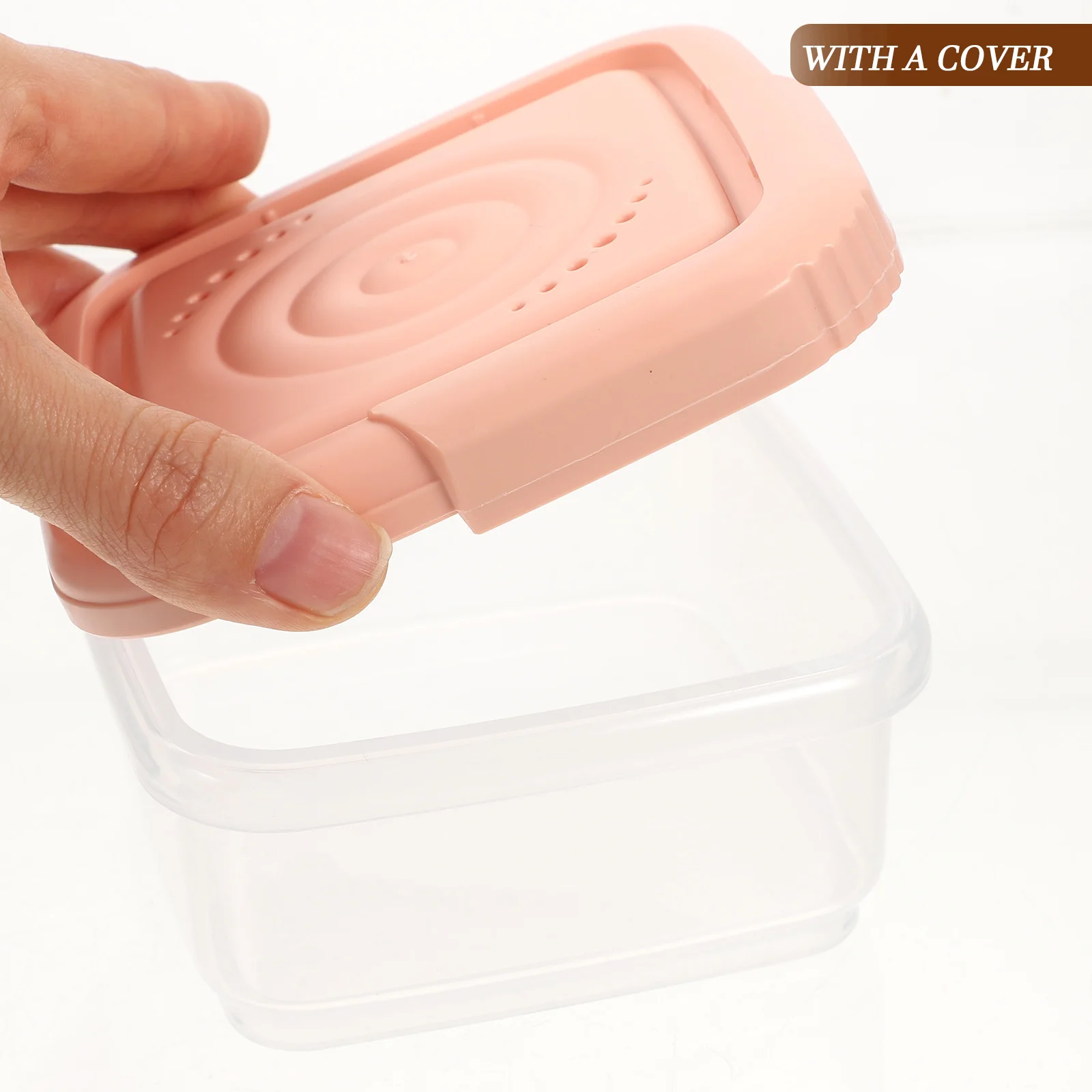 

1pc Stylish Household Cheese Box Lid Designed Practical Food Storage Container For Fridge Sliced Cheese Butter