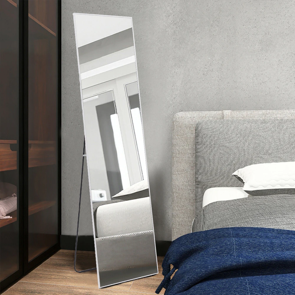 مرآة كاملة الطول مستطيلة الشكل من Haodirect مع حامل ومرآة قائمة على الأرض ومرآة تركيب مثبتة على الحائط #3