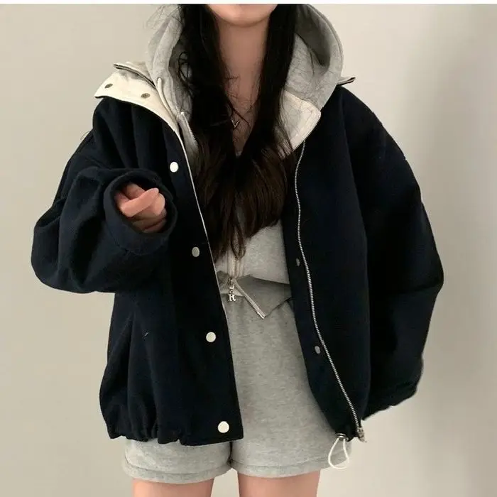 Korean Style Chic Retro Women Casual Slim Fit Streetwear American Vintage Autumn Winter Outerwear Y2k Clothing Femal Streetwear